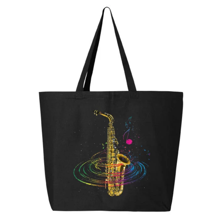 Sax Player Gift Idea Saxophonist Music Notes Saxophone 25L Jumbo Tote