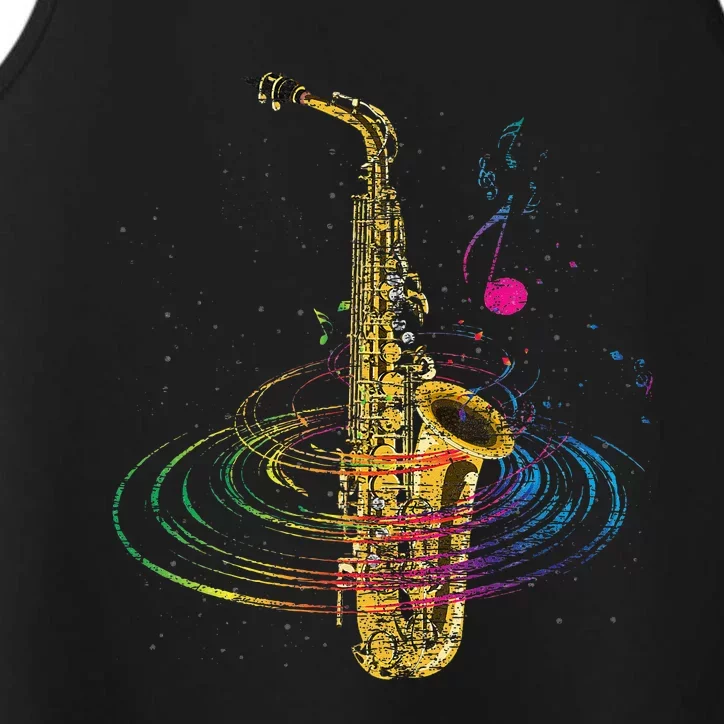 Sax Player Gift Idea Saxophonist Music Notes Saxophone Performance Tank