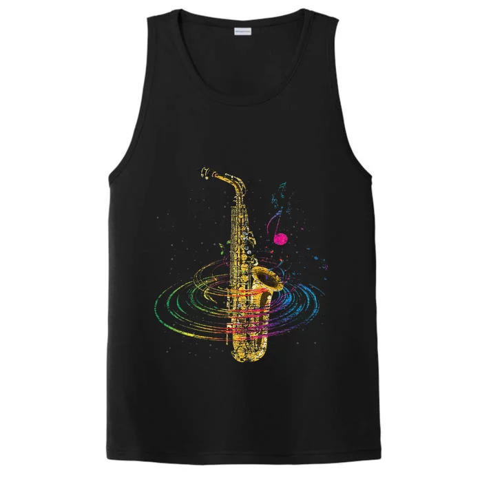 Sax Player Gift Idea Saxophonist Music Notes Saxophone Performance Tank