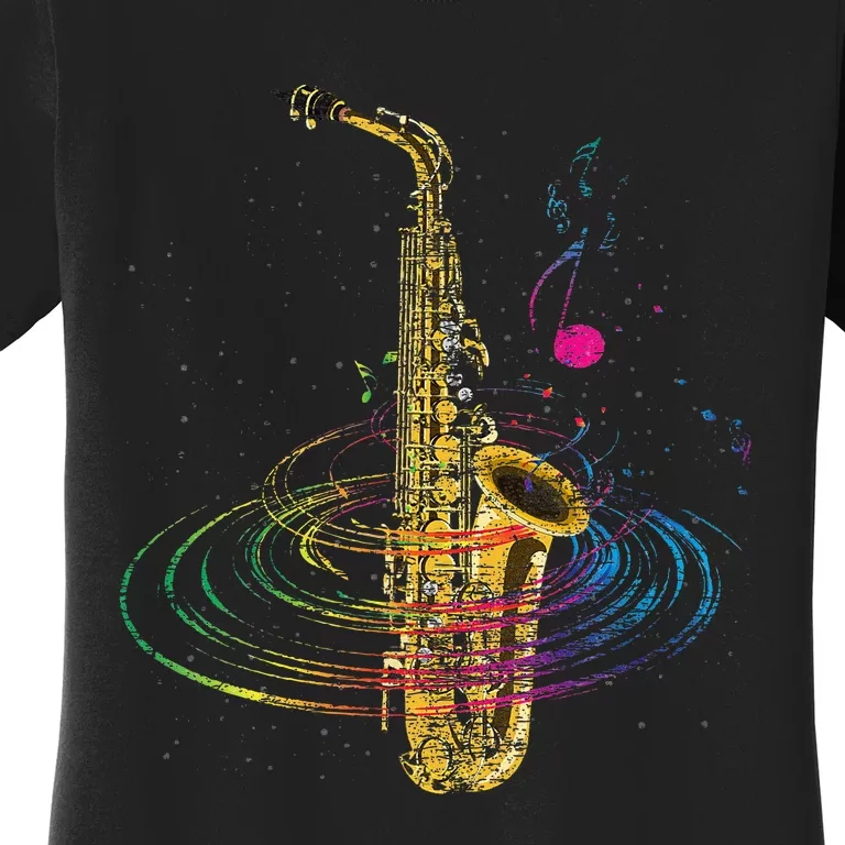 Sax Player Gift Idea Saxophonist Music Notes Saxophone Women's T-Shirt