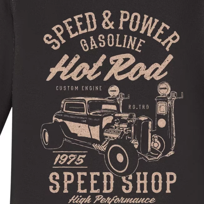 Speed & Power Gasoline Hot Rod Speed Shop Baby Long Sleeve Bodysuit