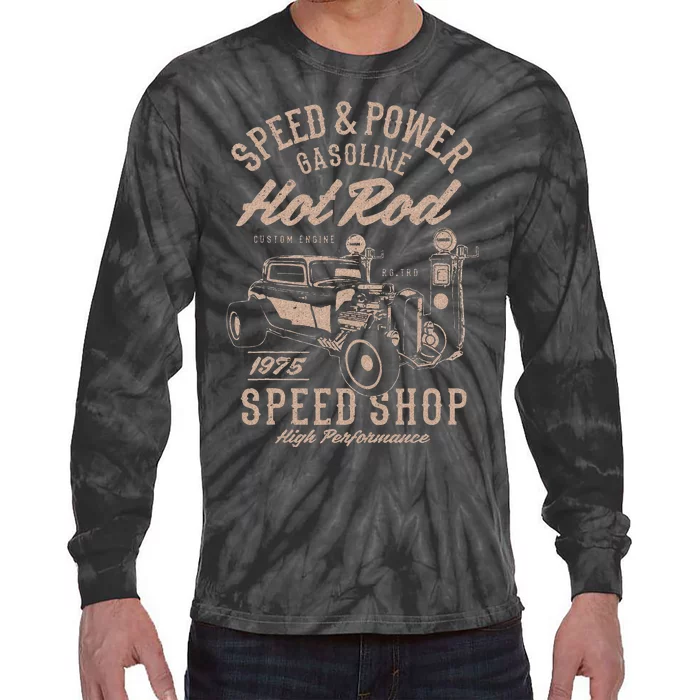 Speed & Power Gasoline Hot Rod Speed Shop Tie-Dye Long Sleeve Shirt