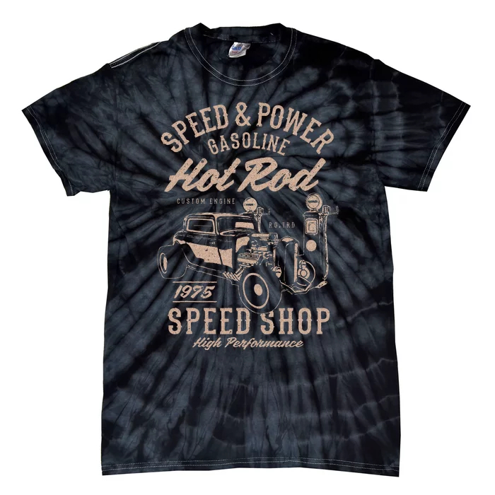 Speed & Power Gasoline Hot Rod Speed Shop Tie-Dye T-Shirt