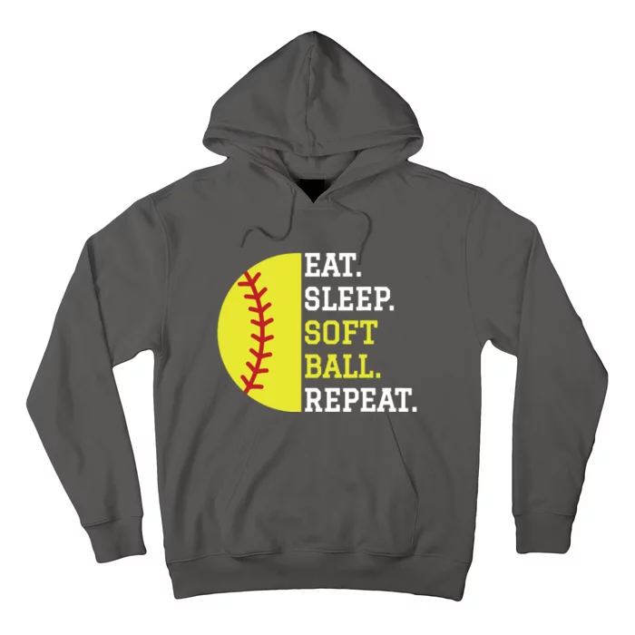 Softball Player Girl Teen Eat Sleep Softball Repeat Hoodie