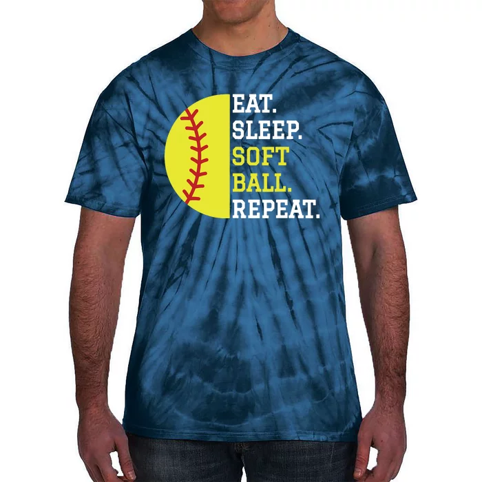 Softball Player Girl Teen Eat Sleep Softball Repeat Tie-Dye T-Shirt