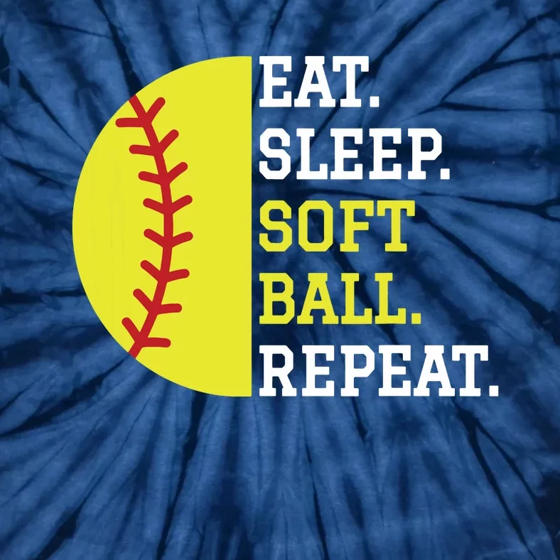 Softball Player Girl Teen Eat Sleep Softball Repeat Tie-Dye T-Shirt