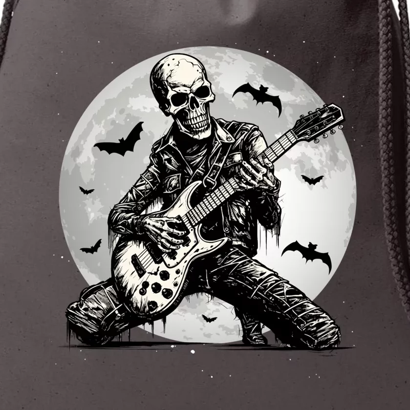 Skeleton Playing Guitar Punk Rock Music Halloween Gift Drawstring Bag