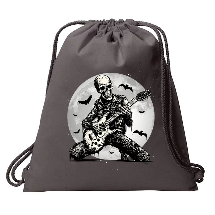 Skeleton Playing Guitar Punk Rock Music Halloween Gift Drawstring Bag