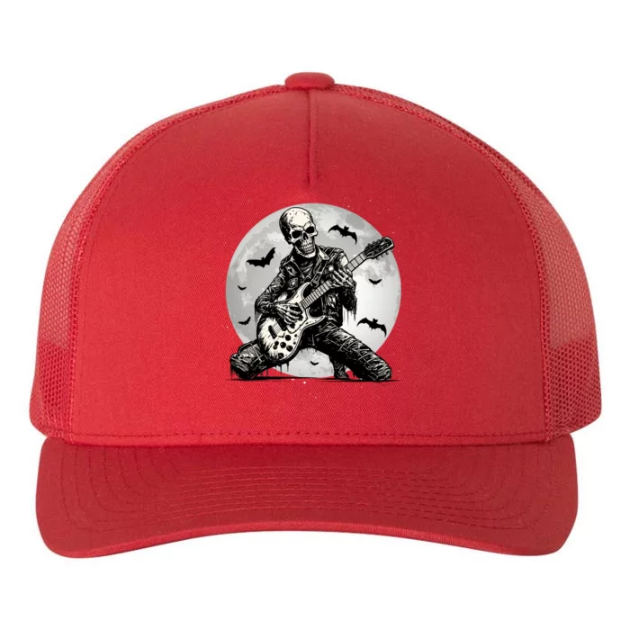 Skeleton Playing Guitar Punk Rock Music Halloween Gift Yupoong Adult 5-Panel Trucker Hat