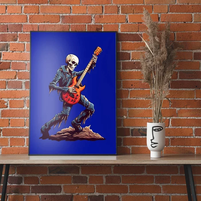 Skeleton Playing Guitar Rock And Roll Skeleton Hand Gift Poster