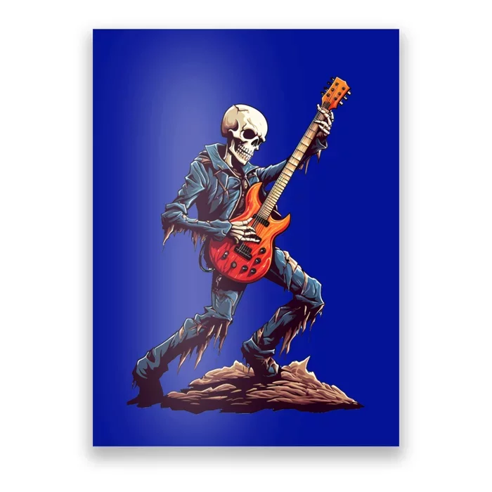 Skeleton Playing Guitar Rock And Roll Skeleton Hand Gift Poster