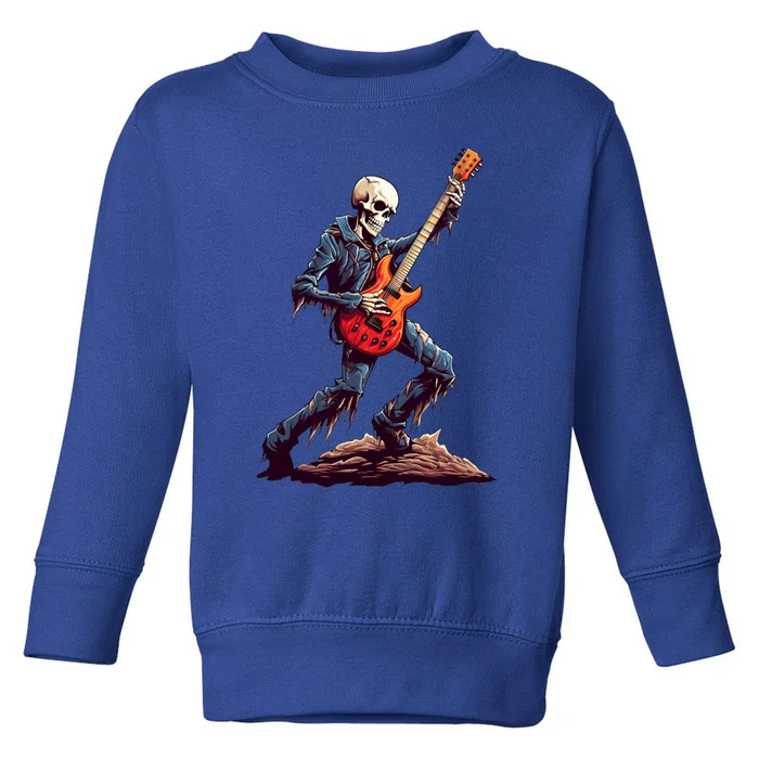 Skeleton Playing Guitar Rock And Roll Skeleton Hand Gift Toddler Sweatshirt