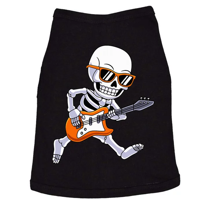 Skeleton Playing Guitar Rock & Roll Halloween Doggie Tank