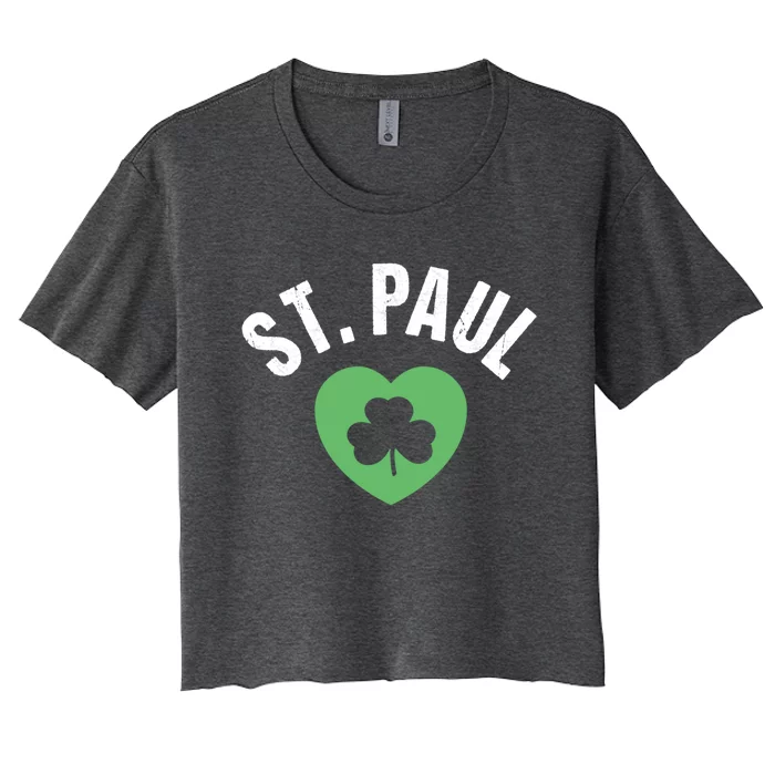 St Patricks Green Heart Irish Saint Pattys Day Lucky St Paul Cute Gift Women's Crop Top Tee