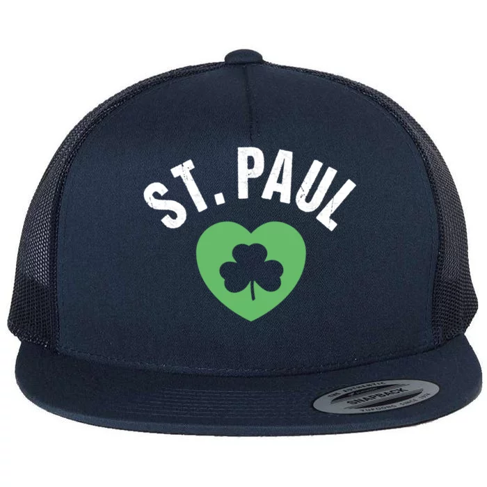 St Patricks Green Heart Irish Saint Pattys Day Lucky St Paul Cute Gift Flat Bill Trucker Hat