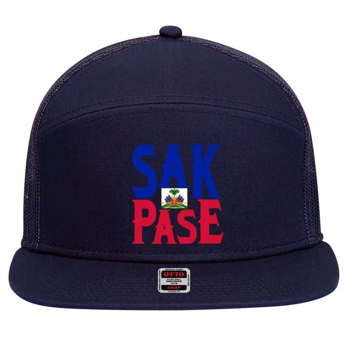 Sak Pase Gift Cute Haitian Creole Pride Gift 7 Panel Mesh Trucker Snapback Hat