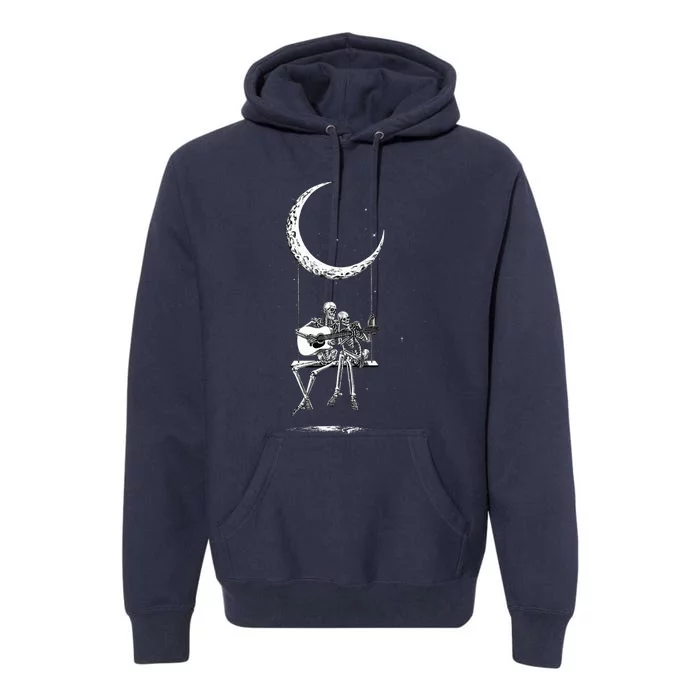 Skeleton Playing Guitar Band Premium Hoodie