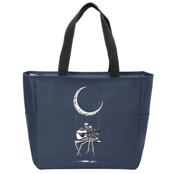 Skeleton Playing Guitar Band Zip Tote Bag