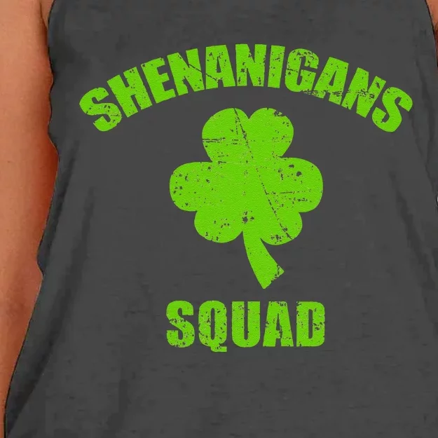 St patrick green  shamrocks Clover Funny Shenanigans Squad Women's Knotted Racerback Tank