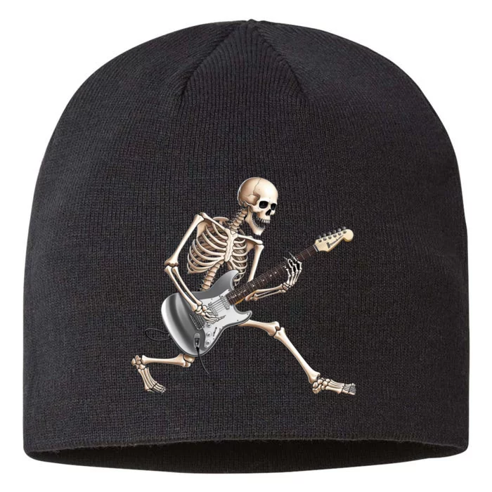 Skeleton Playing Guitar Rock And Roll Band Graphic 8 1/2in Sustainable Knit Beanie