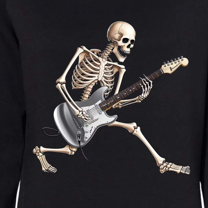 Skeleton Playing Guitar Rock And Roll Band Graphic Womens California Wash Sweatshirt