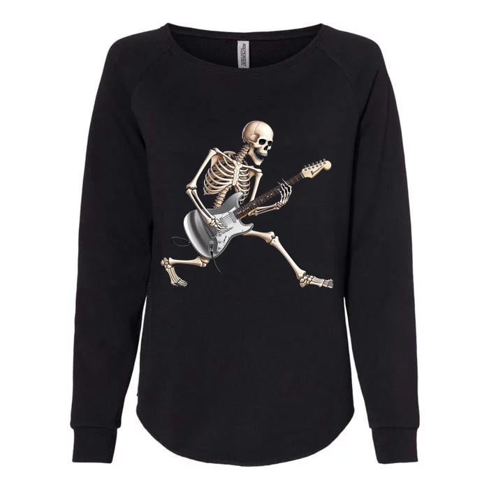 Skeleton Playing Guitar Rock And Roll Band Graphic Womens California Wash Sweatshirt