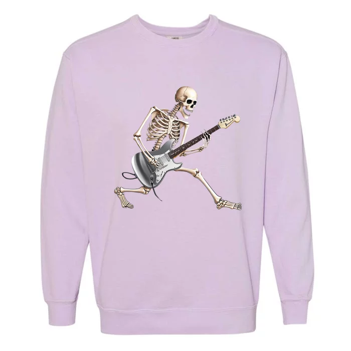 Skeleton Playing Guitar Rock And Roll Band Graphic Garment-Dyed Sweatshirt