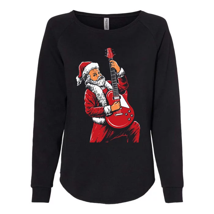 Santa Playing Guitar Christmas Pajama Musician Guitarist Womens California Wash Sweatshirt