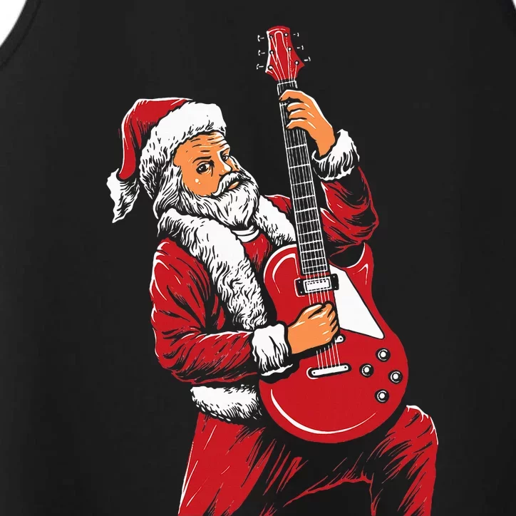 Santa Playing Guitar Christmas Pajama Musician Guitarist Performance Tank