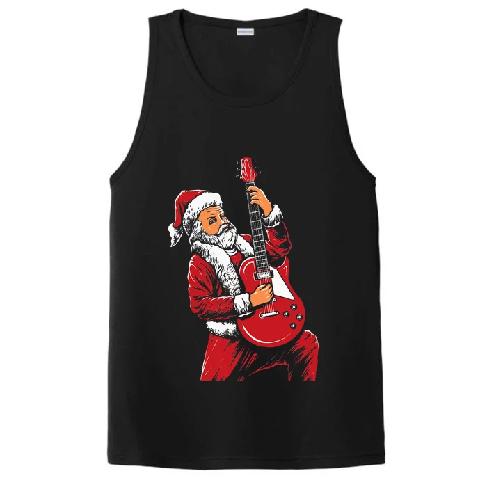 Santa Playing Guitar Christmas Pajama Musician Guitarist Performance Tank