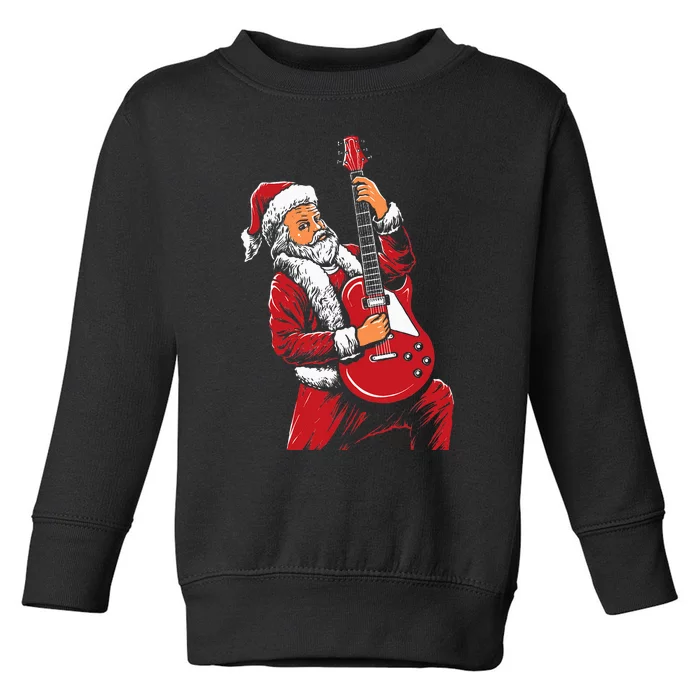 Santa Playing Guitar Christmas Pajama Musician Guitarist Toddler Sweatshirt