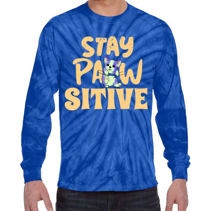 Stay Pawsitive Gift Tie-Dye Long Sleeve Shirt