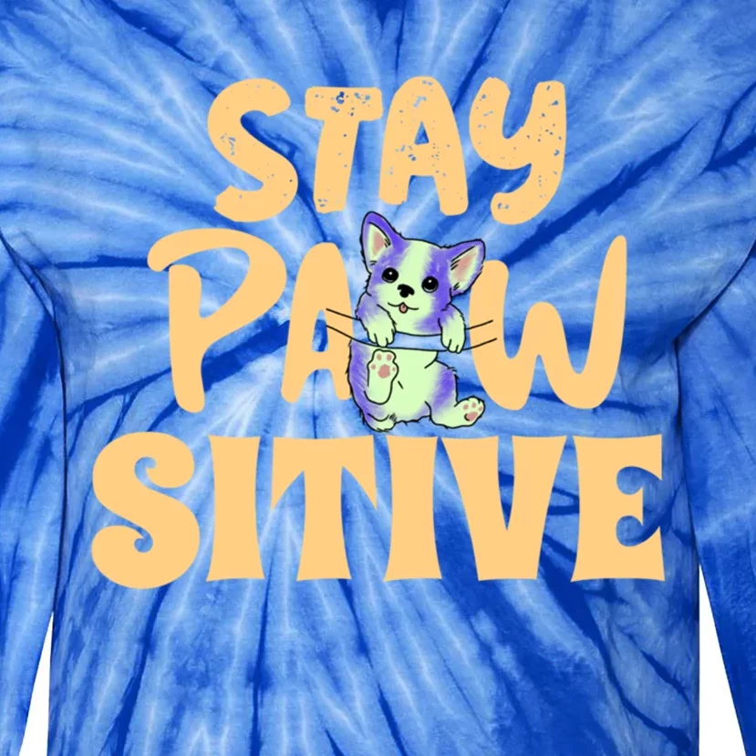 Stay Pawsitive Gift Tie-Dye Long Sleeve Shirt