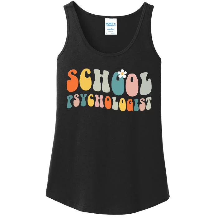 School Psychologist Groovy Retro Vintage Psychology Teacher Ladies Essential Tank