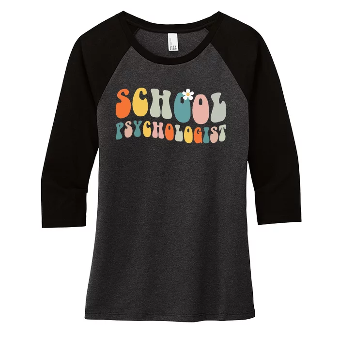 School Psychologist Groovy Retro Vintage Psychology Teacher Women's Tri-Blend 3/4-Sleeve Raglan Shirt