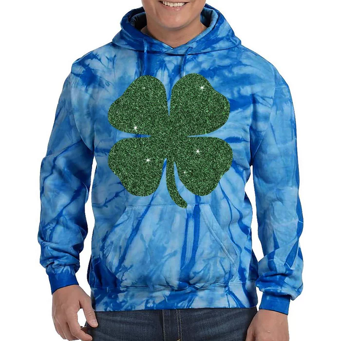 St Patricks Glitter Effect Clover Cute Gift Tie Dye Hoodie