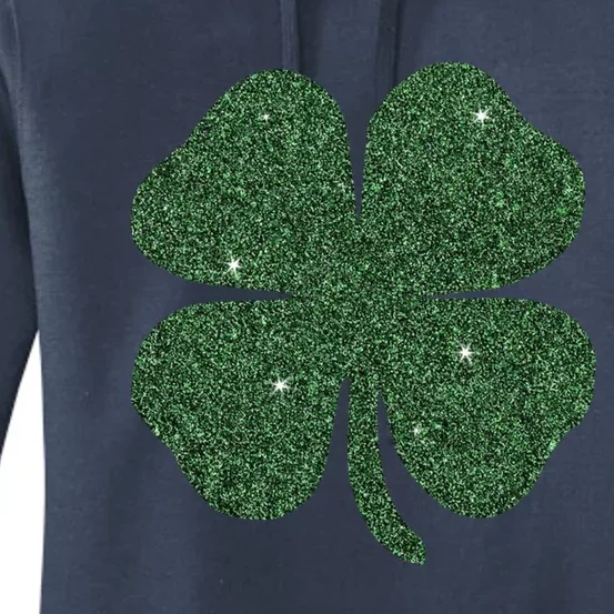 St Patricks Glitter Effect Clover Cute Gift Women's Pullover Hoodie