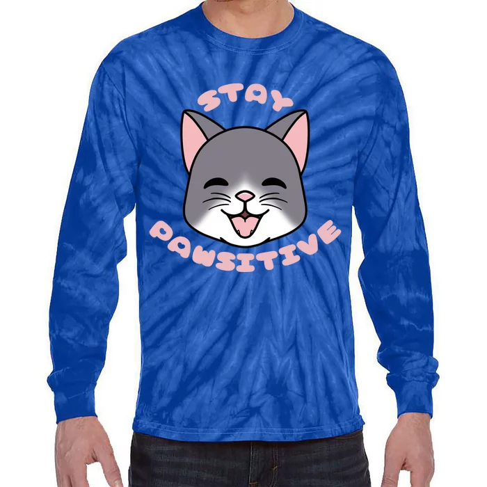 Stay Pawsitive Gift Tie-Dye Long Sleeve Shirt