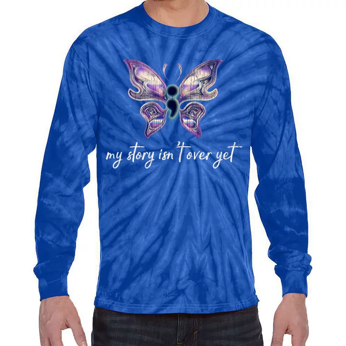 Semicolon Project Gift Depression Awareness Gift Tie-Dye Long Sleeve Shirt