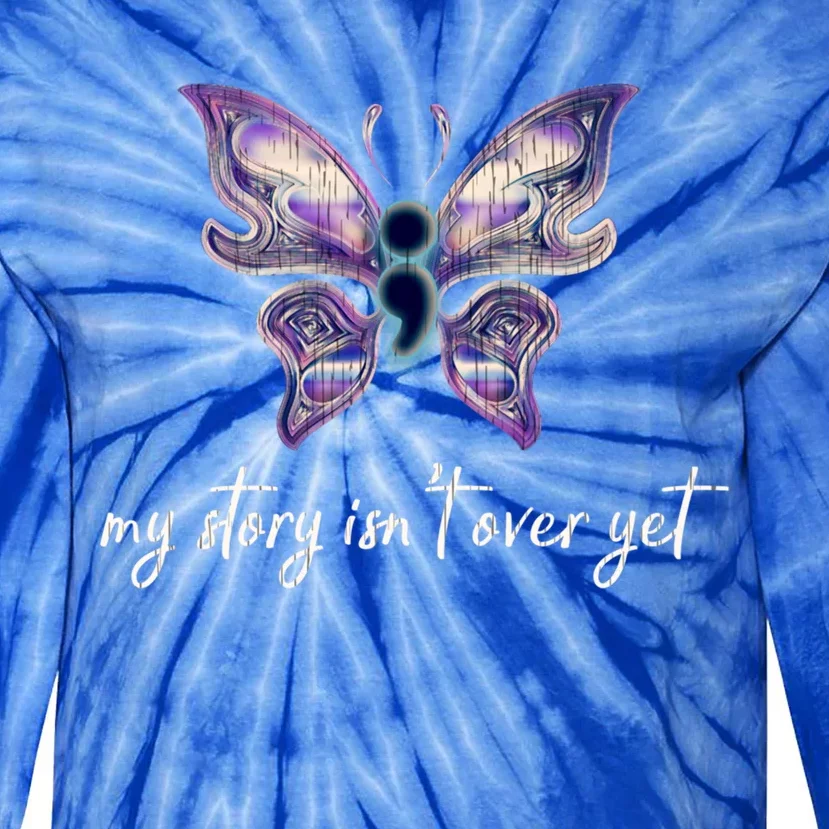 Semicolon Project Gift Depression Awareness Gift Tie-Dye Long Sleeve Shirt