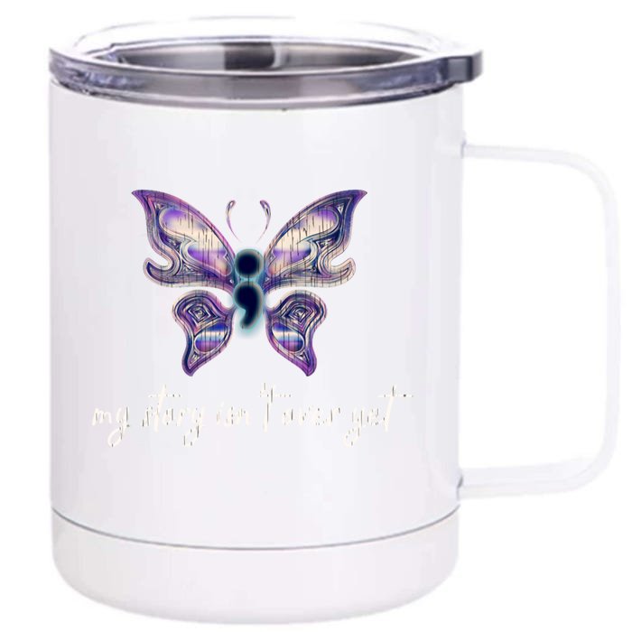 Semicolon Project Gift Depression Awareness Gift Front & Back 12oz Stainless Steel Tumbler Cup