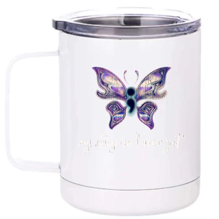 Semicolon Project Gift Depression Awareness Gift Front & Back 12oz Stainless Steel Tumbler Cup