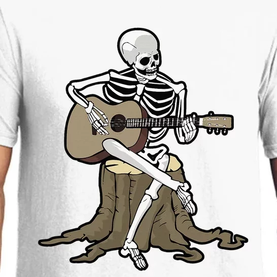 Skeleton Playing Guitar Halloween Acoustic Pajama Set