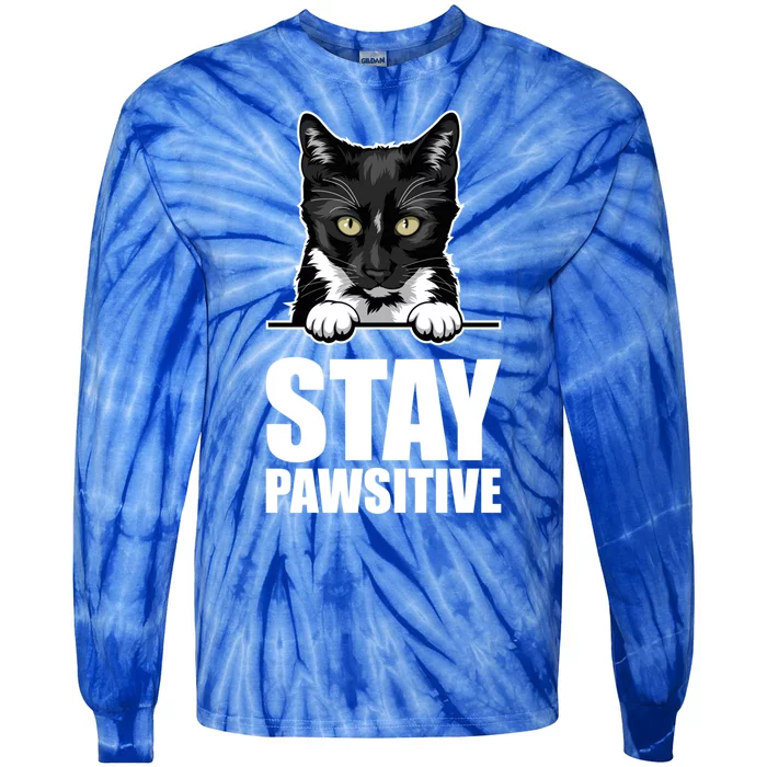 Stay Pawsitive Gift Tie-Dye Long Sleeve Shirt