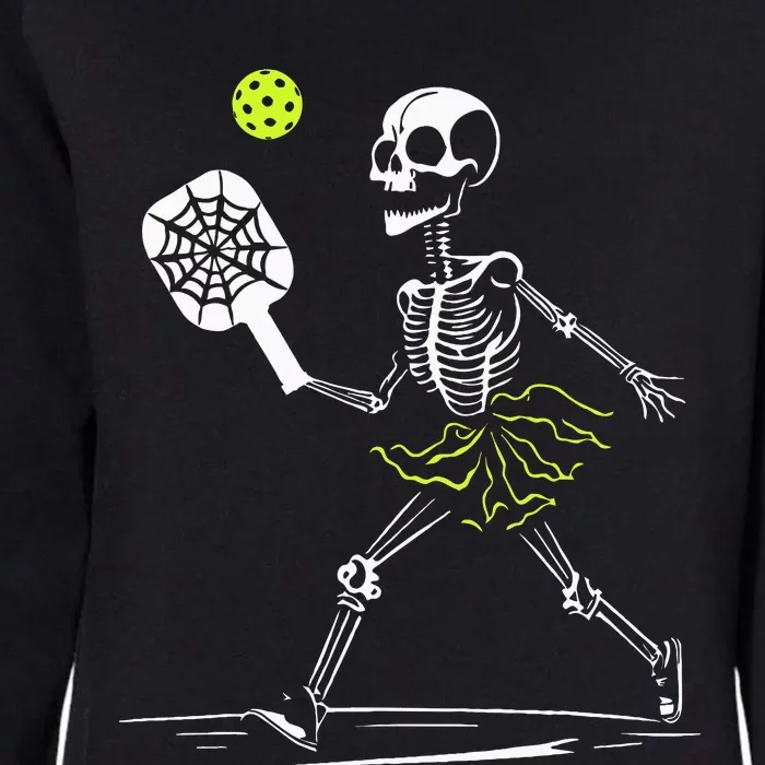 Spooky Pickleball Halloween Skeleton Women Womens California Wash Sweatshirt