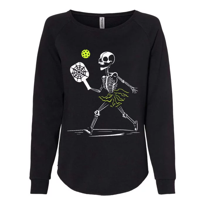 Spooky Pickleball Halloween Skeleton Women Womens California Wash Sweatshirt