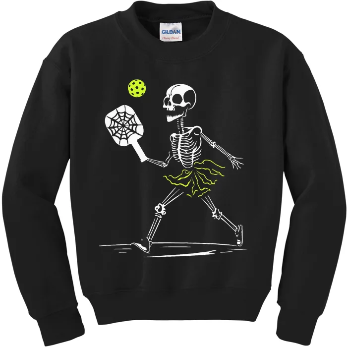 Spooky Pickleball Halloween Skeleton Women Kids Sweatshirt