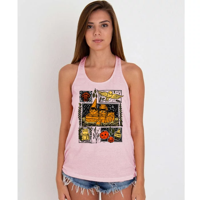 Spooky Pottsfield Harvest Festival Pumpkin Vibes Halloween Gift Women's Knotted Racerback Tank