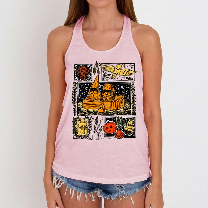 Spooky Pottsfield Harvest Festival Pumpkin Vibes Halloween Gift Women's Knotted Racerback Tank