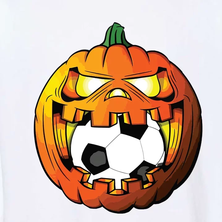 Soccer Player Halloween Pumpkin Skeleton Tees Boy Garment-Dyed Sweatshirt